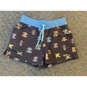 Girls Patagonia Baggies Shorts Navy Yellow Peach Large L